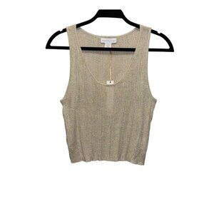 House Of Harlow 1960 Gold Metallic Ribbed Knit Tank Top L